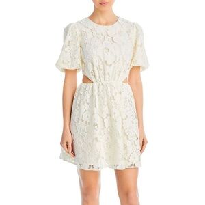 NWT WAYF LACE SHORT MINI CUTOUT DRESS CREAM WHITE IVORY SIZE M